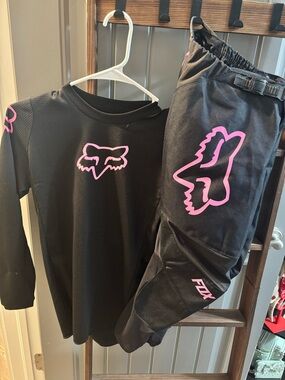 Fox Black MTB Jersey with Pink Logo Accents